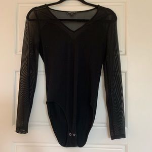 Express Black Mesh Bodysuit, Size Small